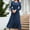 002 Blue, variant on Womens Swiss Dot Boho Button Maxi Dress Long Sleeve Crew Neck Ruffle Hem Flowy Beach Party Long Cocktail Dresses