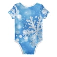 thumbnail image 2 of Blue Snowflakes Pure Cotton Bodysuit Short Sleeve Pajamas One-Piece Romper Unisex 12M, 2 of 6