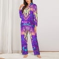 thumbnail image 3 of Junzan Elephant In Tribal Style Print Womens Pajama Sets,Long Sleeve Button Down For Women Pjs 2 Piece, 3 of 9
