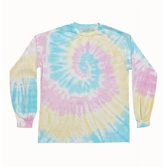 Blue/Yellow/Pink Spiral Dye Long Sleeve T-Shirt