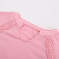 thumbnail image 4 of idosla Womens Retro Lantern Sleeve Tops Round Neck with Lace Trim Sweatshirt Casual Ribbed Cuffs Pullover Top (Pink, L), 4 of 9