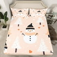 thumbnail image 2 of Manfei Kawaii Orange Snowman Twin Sheet Sets for Kids, Rustic Xmas Tree Twin Fitted Sheet, Merry Christmas Flat Sheet, Super Cozy Room Decor, 3-Piece, 2 of 7