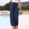 thumbnail image 6 of Posijego Teens Girls Wide Leg Pants Drawstring High Waisted Cotton Linen Pants Summer Beach Vacation Palazzo Pants with Pockets, 6 of 9