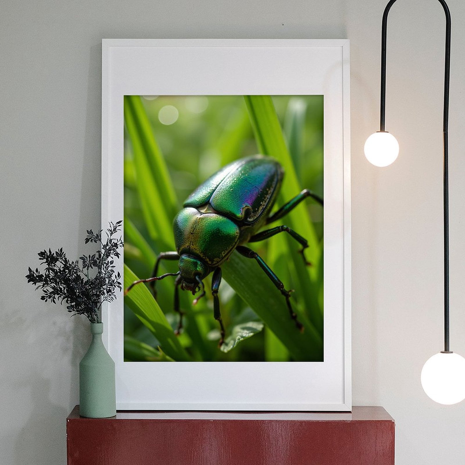 Diamond Art Kits for Adults - 5d Iridescent Beetle On Greenery Diamond Painting for Adults, Diamond Art for Adults Beginners, Diamond Painting Kits for Adults for Home Wall Decor