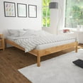thumbnail image 4 of vidaXL Solid Oak All Wood Double Bed Frame Lacquer Finish Bedroom 2 Sizes, 4 of 6