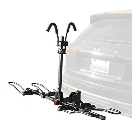 bv 2-bike bicycle hitch mount rack carrier for car truck suv - tray style smart tilting design (2-bike