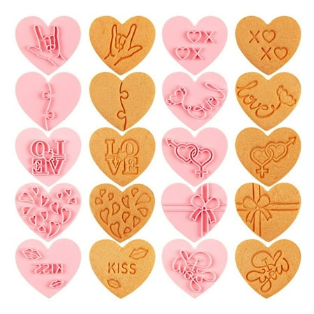 

10pcs/set Cake Tool Baking Mould Plastic Plunger Cookie Cutter Love Heart Biscuit Mold Valentine s Day