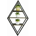 thumbnail image 3 of Admired By Nature 4 3 Tier Matte Black Metal Display Shelf, Wall Mounted Diamond Shaped Rack, 3 of 7