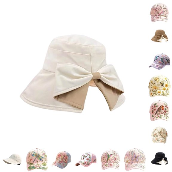 Womens Wide Brim Sun Hat with Elegant Bowknot Lightweight Beach Cap Foldable Summer Travel Accessory
