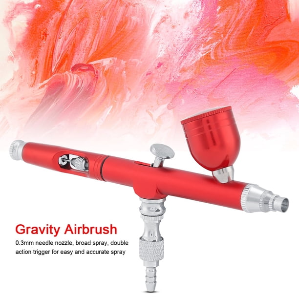 DEWIN Kit d'aérographe, mini pistolet à air comprimé, multi-usages, avec compresseur, double action, 0,3 mm, capacité 7 cc, pour art, peinture, tatouage, manucure, artisanat, gâteau