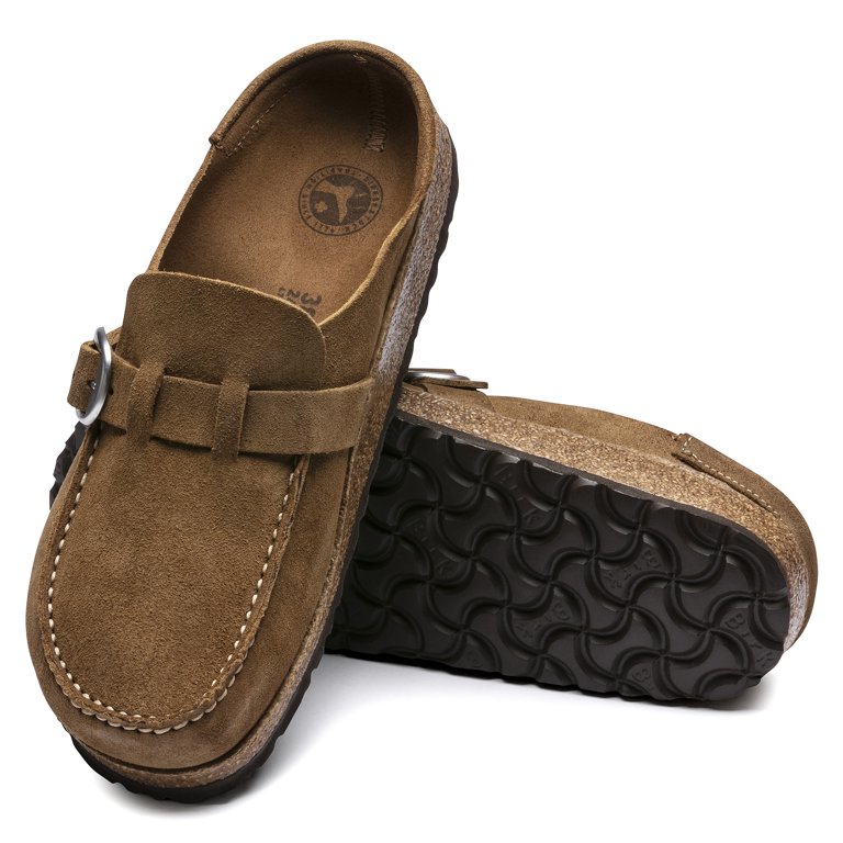birkenstock buckley tobacco brown Women's (38 Narrow Tea Suede) The contoured cork Birkenstock Buckley Clogs - Brown