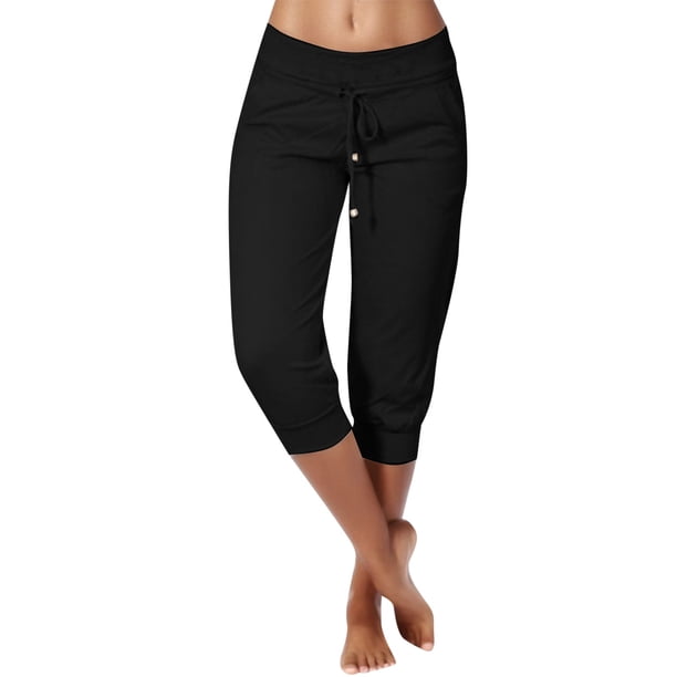 Pantalones Holgados Gibobby Mujer Casual Ajustados de Cintura Alta con Bolsillo Negro L