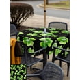 thumbnail image 4 of St. Patrick's Day Outdoor Tablecloth - 60x60 Inch Square Dining Table Cover, Watercolor Green Shamrock Polka Dots Black Waterproof Outdoor Table Cloth with Umbrella Hole & Zipper for Picnic/Patio, 4 of 7