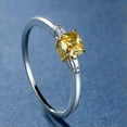 thumbnail image 5 of 5*5mm Yellow Topaz AAA CZ Band 925 Silver Women's Engagement Tail Ring Size 5-10, 5 of 6