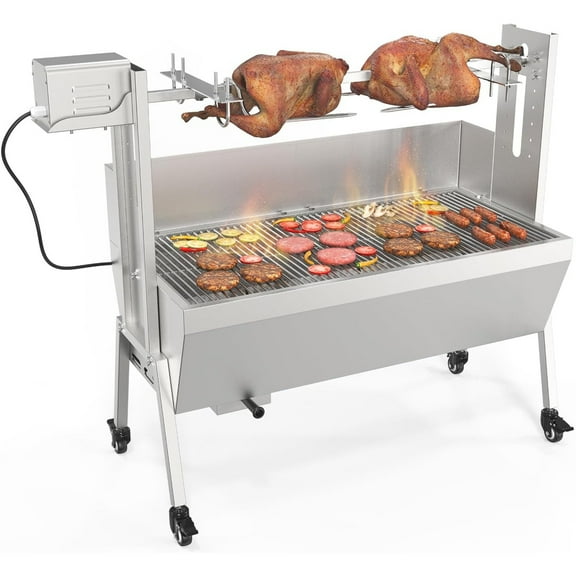 Ktaxon 35" Electric Rotisserie Grill, 176lb Capacity, Portable Stainless Steel BBQ for Outdoor