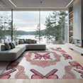 thumbnail image 2 of ODIKA 8'x10' Washable Area Rug Coquette Vintage Kawaii Swirl Border School Classroom Pencil Pink Refined for Living Room, Under Sectional, Family , Durable, Non-Slip, 2 of 7
