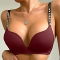 thumbnail image 2 of Odeerbi Bras for Women Full Coverage Wireless Bras 2025 Fashion Lace Tank Solid Strap Wrap Plus Size Underwear Burgundy, 2 of 6
