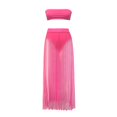 thumbnail image 4 of GERsome Women's Summer 2 Piece Outfit Crop Tube Tops and Mesh Long Skirt Set, 4 of 5