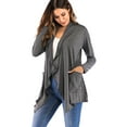 thumbnail image 5 of SAYFUT Womens Ruffle Front Cardigan Long Sleeve Solid Open Front Sweater Coat Asymmetric Hem Cardigan Wrap Light/Deep Gray S-3XL, 5 of 7
