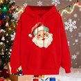 thumbnail image 5 of Christmas Hoodies for Women Santa Holiday Graphic Long Sleeve Pullover Sweatshirt with Pocket Red L, 5 of 5