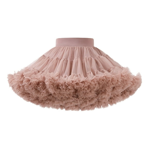 Riforla Women's Elastic Waist Chiffon Petticoat Puffy Tutu Tulle Skirt Princess Ballet Dance Pettiskirts Underskirt Brown One Size