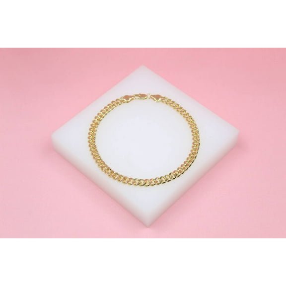 x - 18K Gold Filled 7mm Thick Curb Cuban Chain Anklet (E176)