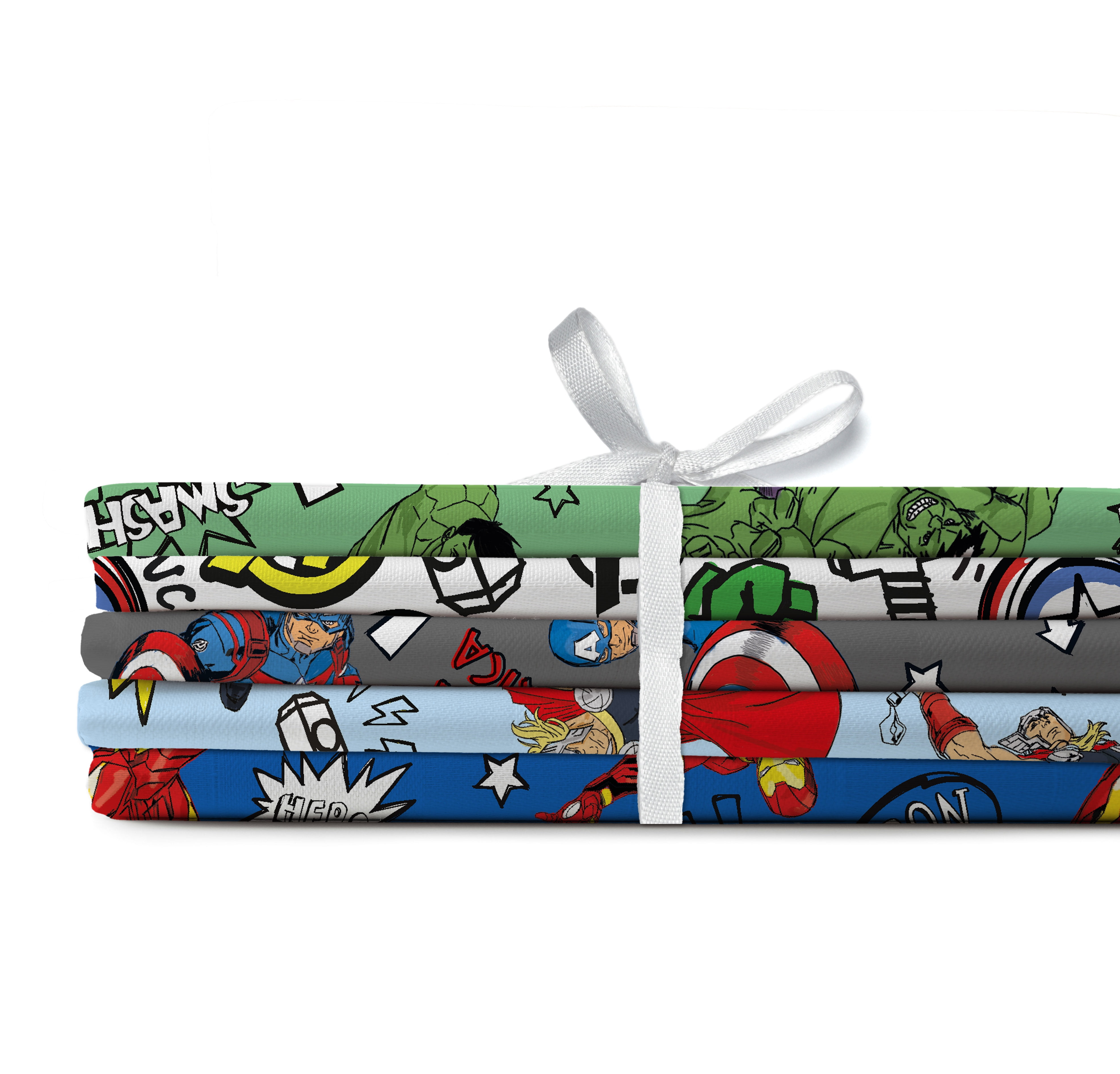 (3 pack) Springs Creative Cotton 21" Marvel Avengers Doodle Assorted Fat Quarter Bundle, 5 Pieces