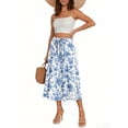 thumbnail image 2 of WTOBBY Women's Casual Bohemian Floral Print Skirt Temperament Pocket Design, Stylish Comfortable Skirt for Women Outdoor Cafes Shopping and Weekend Outfits,Light Blue L, 2 of 4