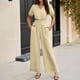 thumbnail image 4 of Pincandy Women's Solid Color Jumpsuit - V Neck with Buttons, Ruched Waist, Wide Leg, 4 of 6