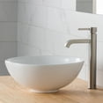 thumbnail image 4 of KRAUS 16-inch Round White Porcelain Ceramic Bathroom Vessel Sink and Ramus Faucet Combo Set with Pop-Up Drain, Satin Nickel Finish, 4 of 11