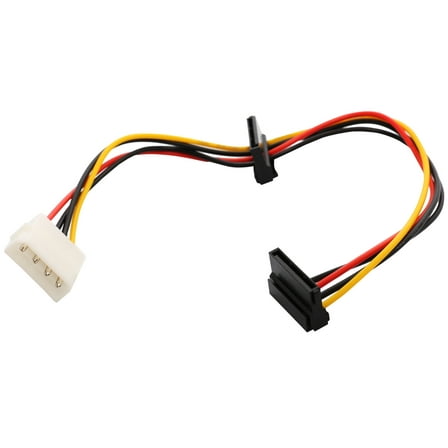 Syba SY-CAB40018 12" Molex to Dual SATA Right Angle Power Cable, Multicolor