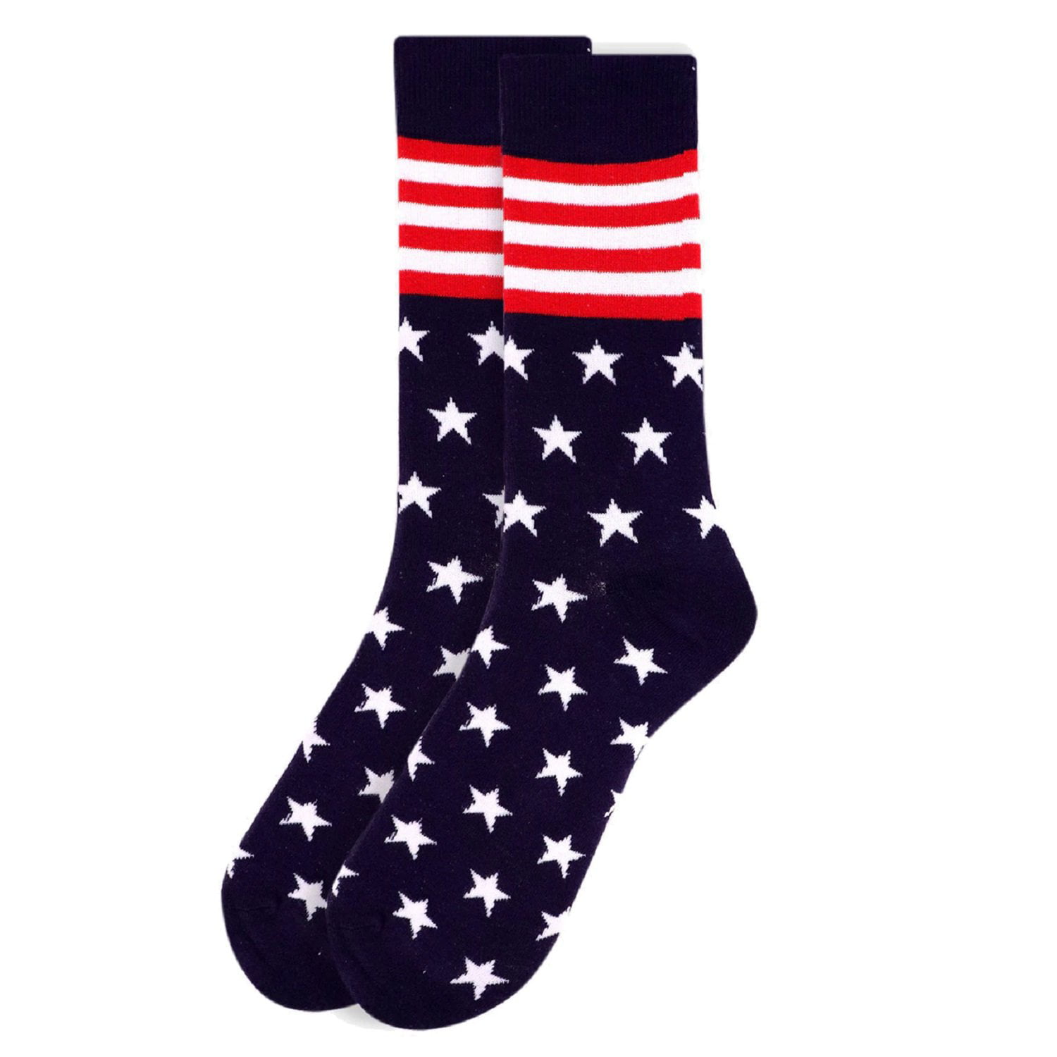US Patriotic Socks with heart printing in flag colors Comfortable Socks with cushioned bottom Good luck socks with crisp bold colors print