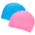 thumbnail image 1 of Uxcell 2-Pack Gorro de Natación de Silicona en Forma de Lágrima para Mujeres y Hombres, Sombrero de Natación Impermeable No Deslizante Duradero [Azul Lago y Rosa], 1 of 6