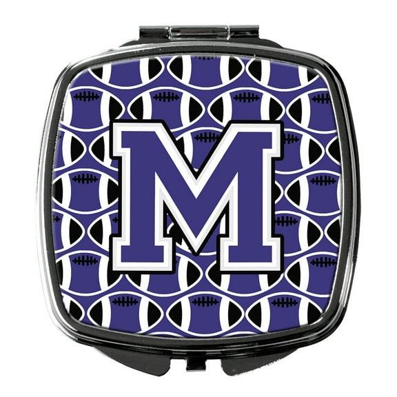 Letter M Football Purple and White Compact Mirror CJ1068-MSCM