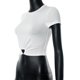 thumbnail image 5 of Camiseta Camisa básica de mujer Cuello redondo Color sólido Estilo sexy Hollow Out Streetwear Outfit Cgtredaw Blanco S para Mujer, 5 of 9