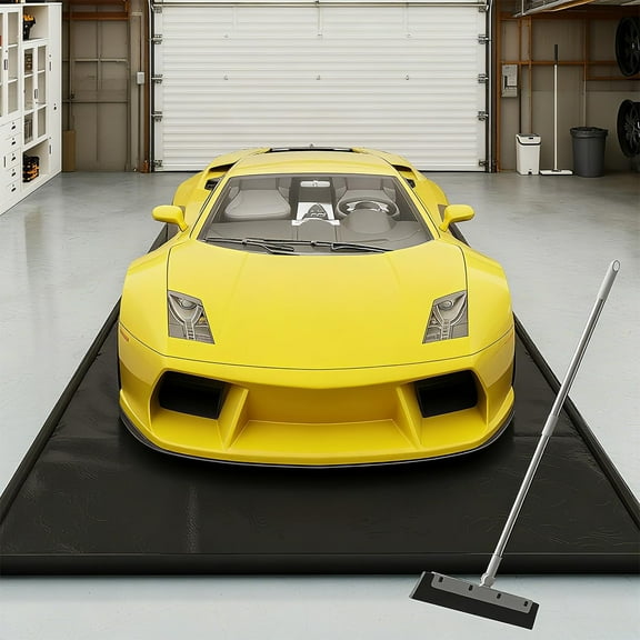 FICISOG 7'9" x 16' Containment Garage Floor Mat Under Car, Heavy Duty Waterproof Garage Carpet Floor Protection Non-Slip Parking Mat with Squeegee for Cars SUVs Trucks