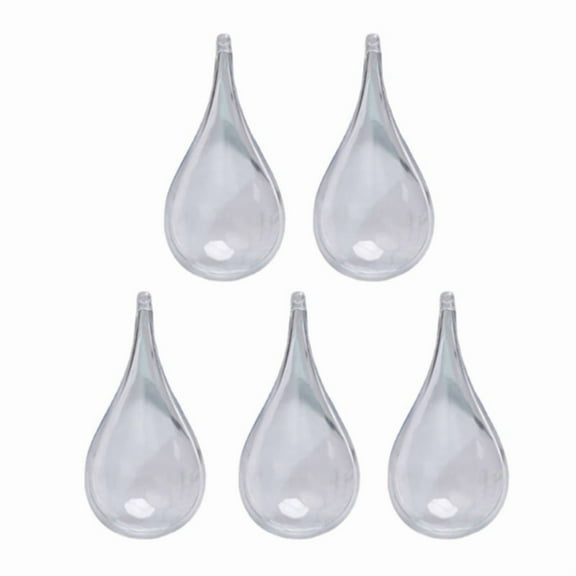 5-Pieces Waterdrop Shaped Christmas Ornaments Tree Decorations Fillable Droplet Empty Ball for Festive Wedding Decor