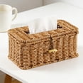 thumbnail image 4 of Liamobondopolis Hand Woven Rectangular Tissue Box Wooden Toggle Closure Secures Flip Lid Decorative Holder for Farmhouse Kitchen and Dining Spaces, 4 of 6