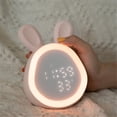 thumbnail image 3 of Sound Control Rabbit Night Lamp Desk Rechargeable Music Voice Clock Cartoon Digital Alarm Clock Electronic Display, 3 of 5