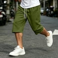 thumbnail image 6 of Men's Big & Tall Basketball Capri Pants Below Knee 3/4 Pants 13 inch Loose Fit Elastic Waist Summer Casual Baggy Sweat Shorts with Pockets Streetwear Size 3XL Army Green, 6 of 9