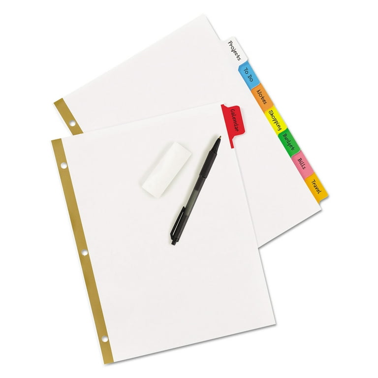 Write and Erase Big Tab Paper Dividers, 8-Tab, 11 x 8.5, White, Assorted Tabs,1 Set Write and Erase Big Tab Paper Dividers, 8-Tab, 11 x 8.5, White, Assorted Tabs,1 Set