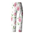 thumbnail image 5 of CLOISE Women's Pants Pull On High Waisted Pants Straight Leg Stretch Active Pants Elastic Waist Lounge Casual Loose Running Athletic Pants Floral Print Trousers Fashion White, 5 of 5