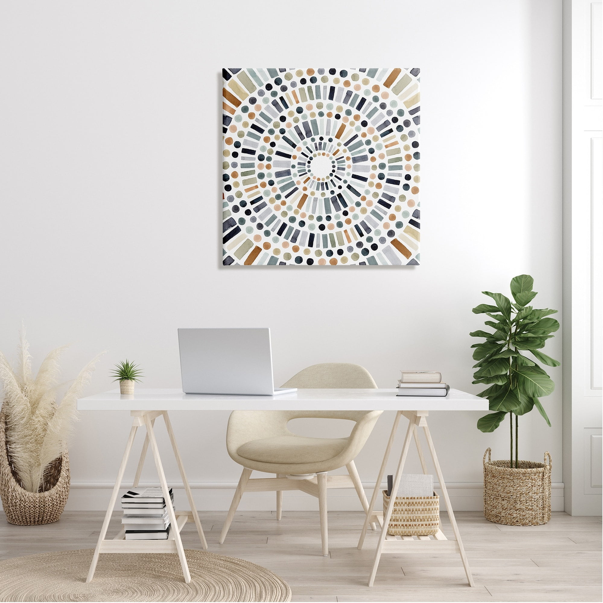 Stupell Industries Bold Rustic Abstract Mosaic Circle Pattern Illustration Modern Painting Gallery-Wrapped Canvas Print Wall Art, 30 x 30, Design by Victoria Barnes