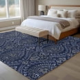 thumbnail image 5 of Navy Blue Large Area Rugs for Bedroom Living Room, Soft Non Slip Carpet Bedside Rug, Boho Vintage Ethnic Tribe Abstract Art Rectangular Floor Cover Kitchen Accent Rug 8'x10' for Dining Room/Office, 5 of 9