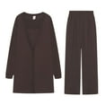 thumbnail image 4 of Riforla Women's Knitted Three Piece Cardigan Trouser Suit Two Piece Sets for Women Coffee L, 4 of 4