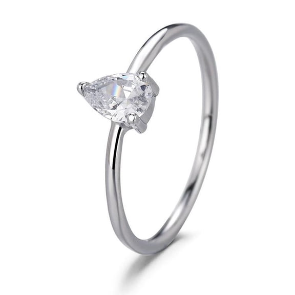 APIPEE Luxury Single 0.1 Karat Thin Ring Female White Gold Plated and cubic zirconia Ring gif for Women