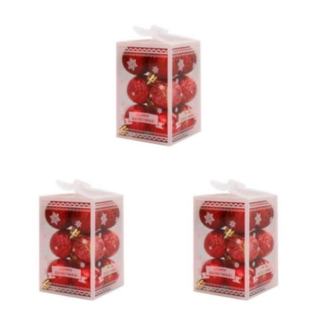 Wweixi 12pcs Glitter Baubles For Home Decor Wide Application And Easy To Ornaments red 3Set