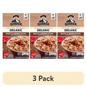 (3 pack) Quaker Instant Oatmeal, Organic, Maple & Brown Sugar, 1.44 oz, 8 Packets