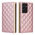 thumbnail image 4 of Desugned For Samsung Galaxy S21 Ultra Wallet Phone Case,With Suction Cup Fastener,Flip Folding Kickstand,With Card Slots,Wrist Strap&Shoulder Strap,Shockproof PU Leather Phone Case,Rosegold, 4 of 9