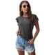 thumbnail image 5 of Tops de verano Camisas de punto Casual Ruffle Manga corta Top Cuello redondo Túnica Tank Tops Tee Blusa para mujer Fokelyi FSHY005-2, 5 of 5